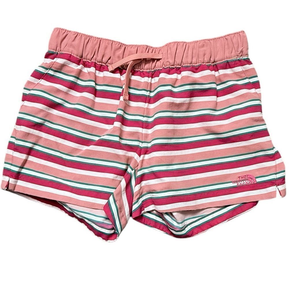 The North Face Pink, Teal & White Striped Shorts